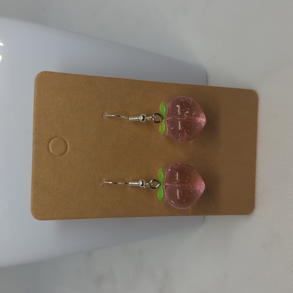 New Handmade Translucent Peach Acrylic Resin Earrings - Picture 2 of 3